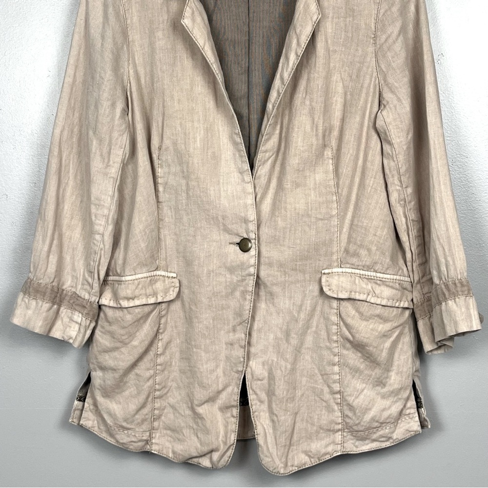 Marrakech Anthropologie 100% linen single button 3/4 sleeve blazer, medium. - Picture 5 of 11